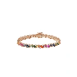 Suzanne Kalan Frenzy Rainbow Sapphire Tennis Bracelet in 18K Rose Gold | Fine Bracelets | Coveti