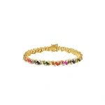 Suzanne Kalan Frenzy Rainbow Sapphire Tennis Bracelet in 18K Yellow Gold | Fine Bracelets | Coveti