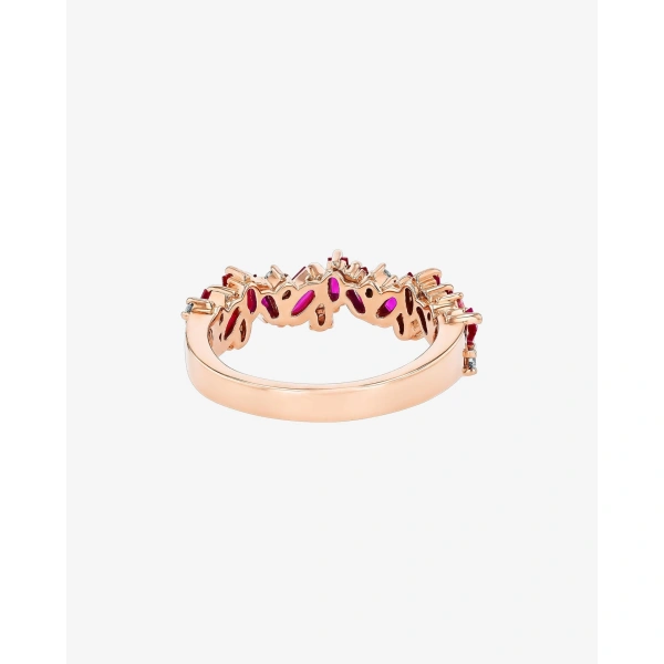 Suzanne Kalan Frenzy Ruby Half Band in 18K Rose Gold | Fine Rings | Coveti