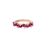 Suzanne Kalan Frenzy Ruby Half Band in 18K Rose Gold | Fine Rings | Coveti