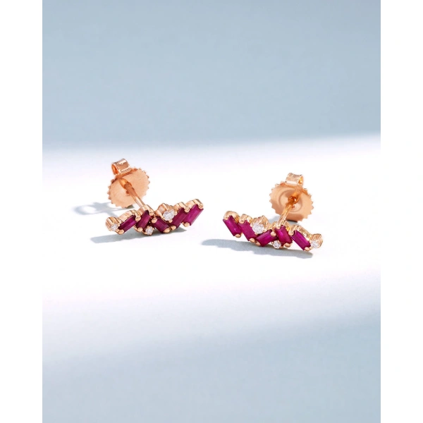 Suzanne Kalan Frenzy Ruby Studs in 18K Rose Gold | Fine Earrings | Coveti