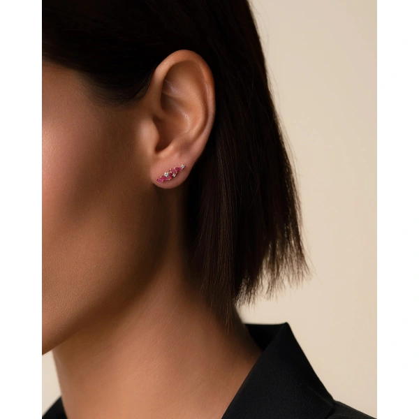 Suzanne Kalan Frenzy Ruby Studs in 18K Rose Gold | Fine Earrings | Coveti