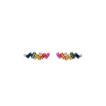 Suzanne Kalan Frenzy Studs in 18K Rose Gold, Rainbow Sapphire | Fine Earrings | Coveti