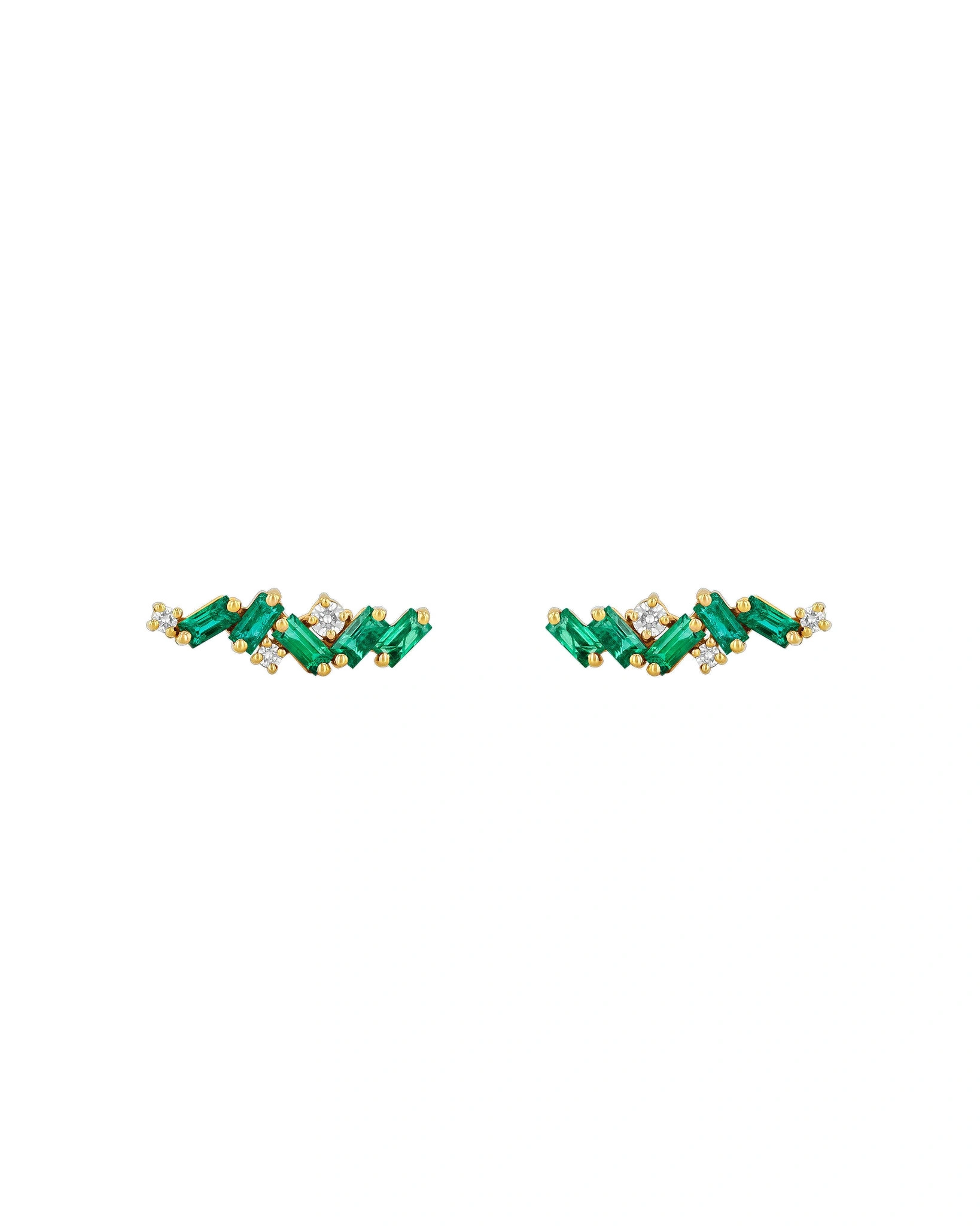 Suzanne Kalan Frenzy Studs in 18K Yellow Gold, Emerald Suzanne Kalan Frenzy Studs in 18K Yellow Gold, Emerald | Fine Earrings | Coveti