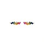 Suzanne Kalan Frenzy Studs in 18K Yellow Gold, Rainbow Sapphire | Fine Earrings | Coveti