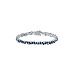 Suzanne Kalan Frenzy Tennis Bracelet in 18K White Gold, Dark Blue Sapphire | Fine Bracelets | Coveti