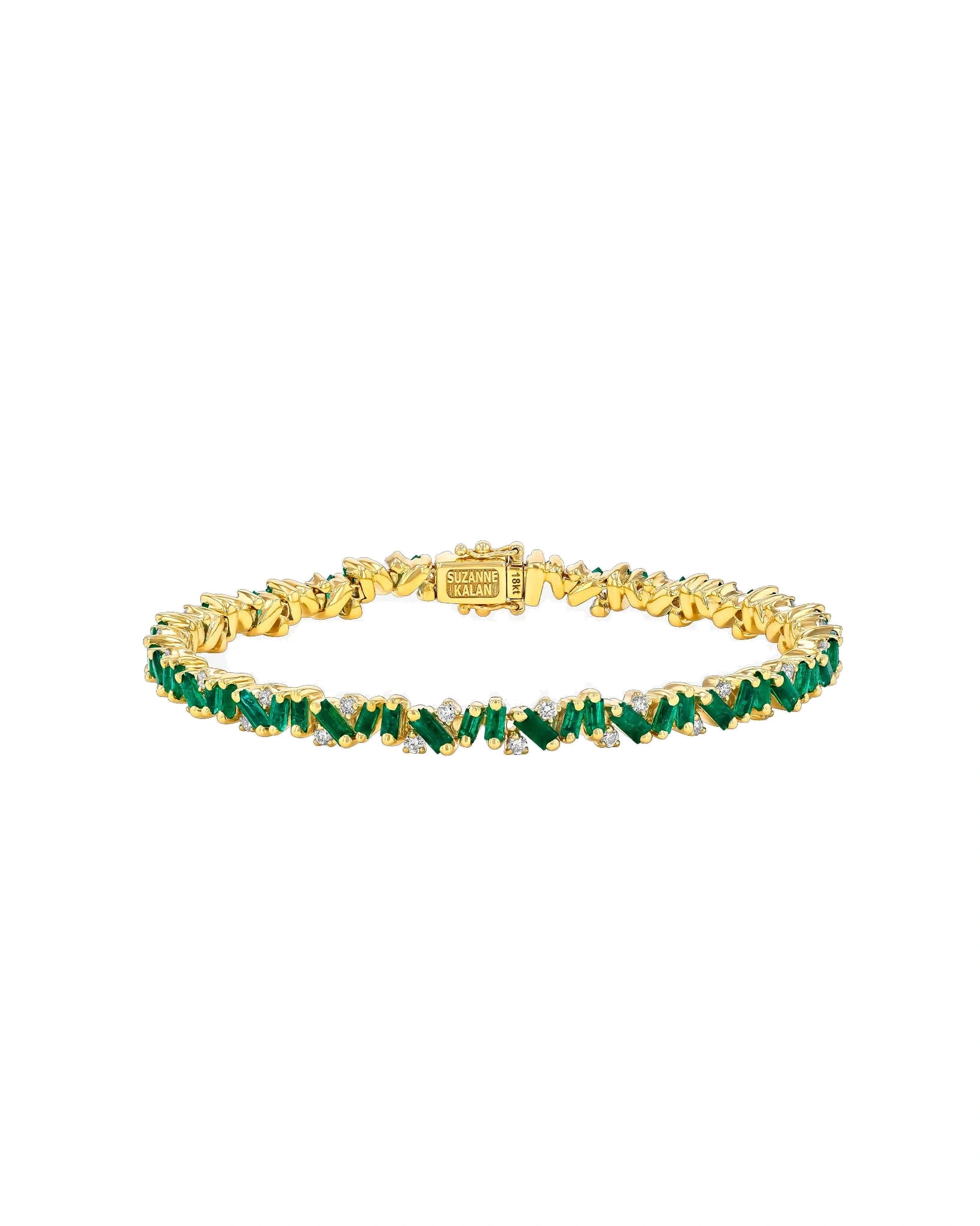 Suzanne Kalan Frenzy Tennis Bracelet in 18K Yellow Gold, Emerald Suzanne Kalan Frenzy Tennis Bracelet in 18K Yellow Gold, Emerald | Fine Bracelets | Coveti