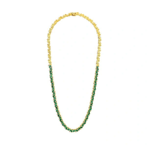 Frenzy Tennis Necklace in 18K Yellow Gold, Emerald