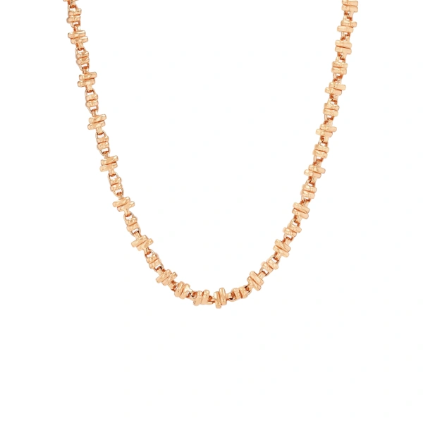 Suzanne Kalan Gilded Cluster Midi Chain Necklace in 18K Rose Gold | Fine Necklaces | Coveti