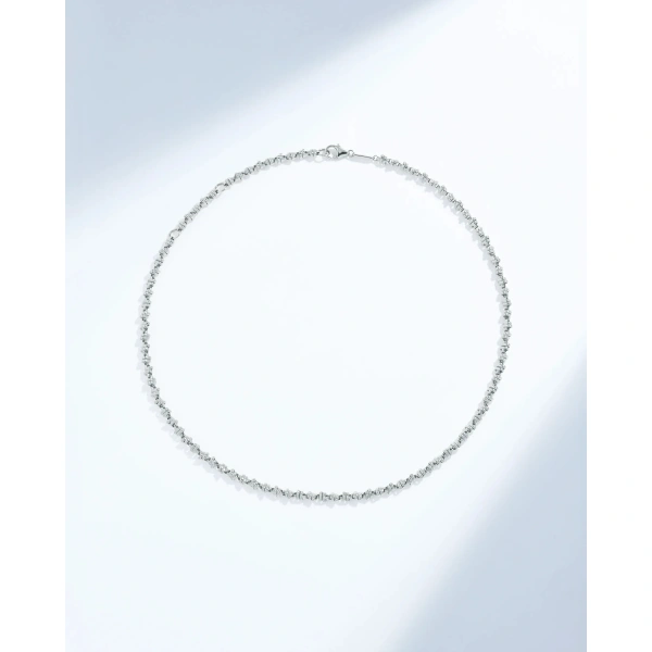 Suzanne Kalan Gilded Cluster Midi Chain Necklace in 18K White Gold | Fine Necklaces | Coveti