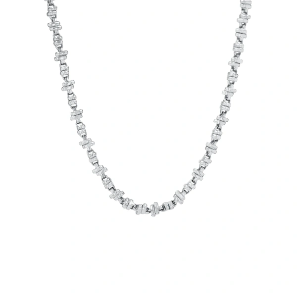 Suzanne Kalan Gilded Cluster Midi Chain Necklace in 18K White Gold | Fine Necklaces | Coveti