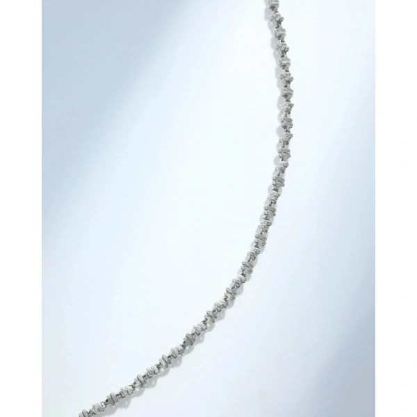 Suzanne Kalan Gilded Cluster Mini Chain Necklace in 18K White Gold | Fine Necklaces | Coveti
