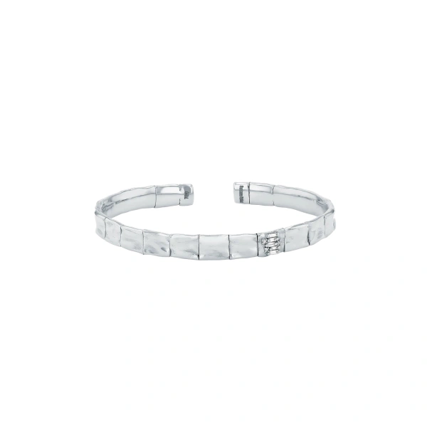Suzanne Kalan Gilded Diamond Bangle in 18K White Gold | Fine Bracelets | Coveti