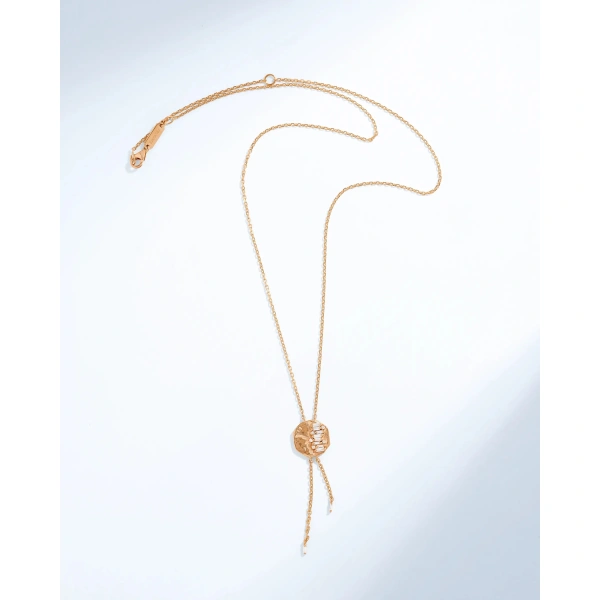 Suzanne Kalan Gilded Diamond Lariat Necklace in 18K Rose Gold | Fine Necklaces | Coveti