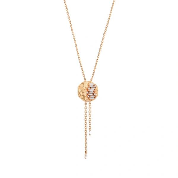 Suzanne Kalan Gilded Diamond Lariat Necklace in 18K Rose Gold | Fine Necklaces | Coveti