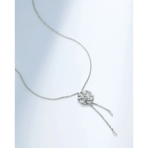 Suzanne Kalan Gilded Diamond Lariat Necklace in 18K White Gold | Fine Necklaces | Coveti