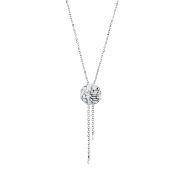 Gilded Diamond Lariat Necklace in 18K White Gold