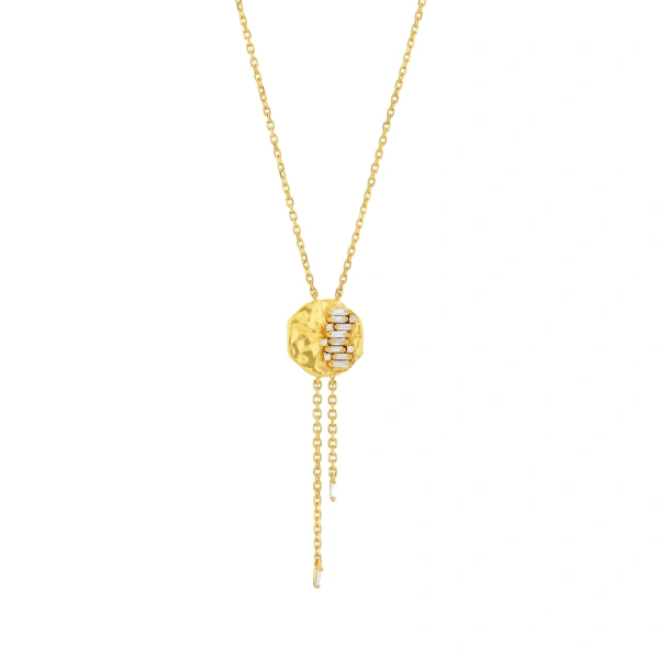 Gilded Diamond Lariat Necklace in 18K Yellow Gold