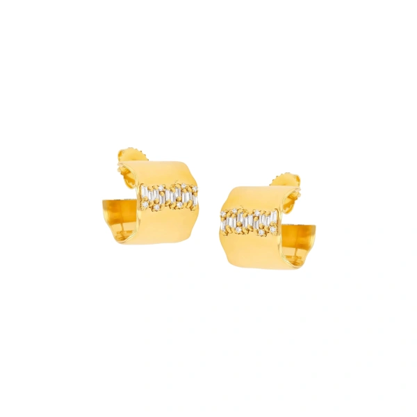 Gilded Diamond Midi Hoops in 18K Yellow Gold