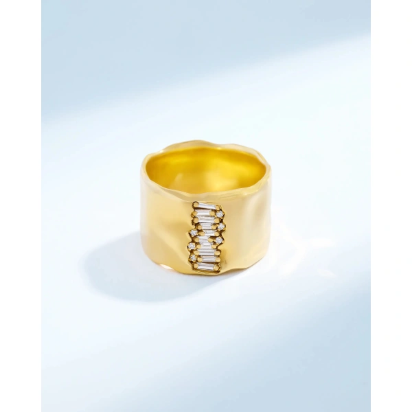 Suzanne Kalan Gilded Diamond Milli Band in 18K Yellow Gold | Fine Rings | Coveti