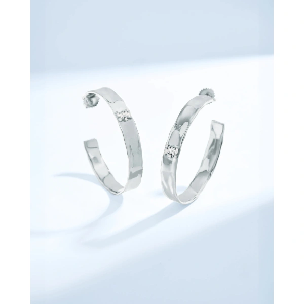 Suzanne Kalan Gilded Diamond Milli Hoops in 18K White Gold | Fine Earrings | Coveti