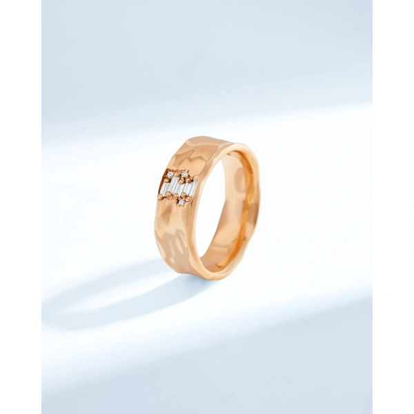 Suzanne Kalan Gilded Diamond Mini Band in 18K Rose Gold | Fine Rings | Coveti