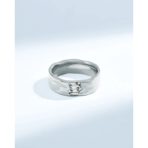 Suzanne Kalan Gilded Diamond Mini Band in 18K White Gold | Fine Rings | Coveti