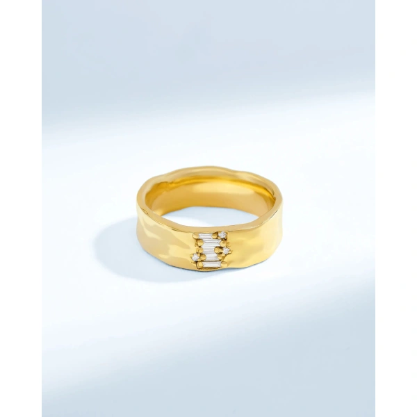 Suzanne Kalan Gilded Diamond Mini Band in 18K Yellow Gold | Fine Rings | Coveti