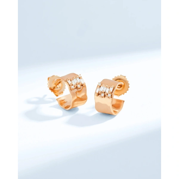 Suzanne Kalan Gilded Diamond Mini Hoops in 18K Rose Gold | Fine Earrings | Coveti