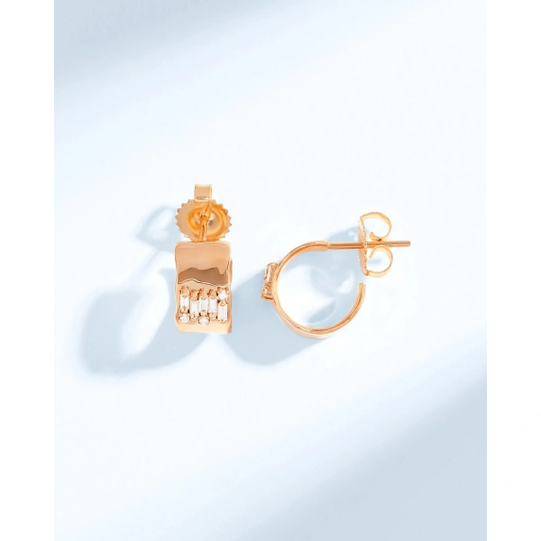 Suzanne Kalan Gilded Diamond Mini Hoops in 18K Rose Gold | Fine Earrings | Coveti