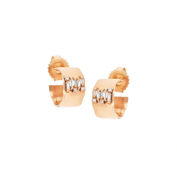 Gilded Diamond Mini Hoops in 18K Rose Gold