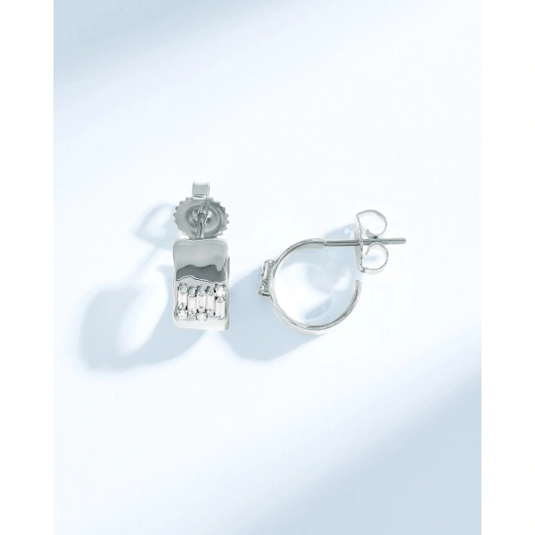 Suzanne Kalan Gilded Diamond Mini Hoops in 18K White Gold | Fine Earrings | Coveti