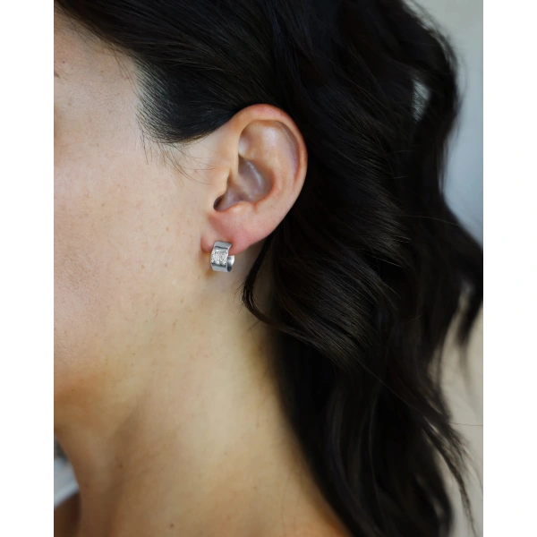Suzanne Kalan Gilded Diamond Mini Hoops in 18K White Gold | Fine Earrings | Coveti
