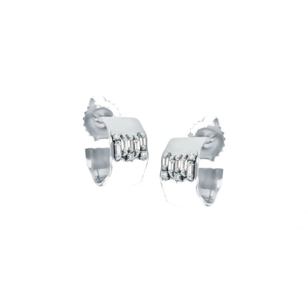 Suzanne Kalan Gilded Diamond Mini Hoops in 18K White Gold | Fine Earrings | Coveti