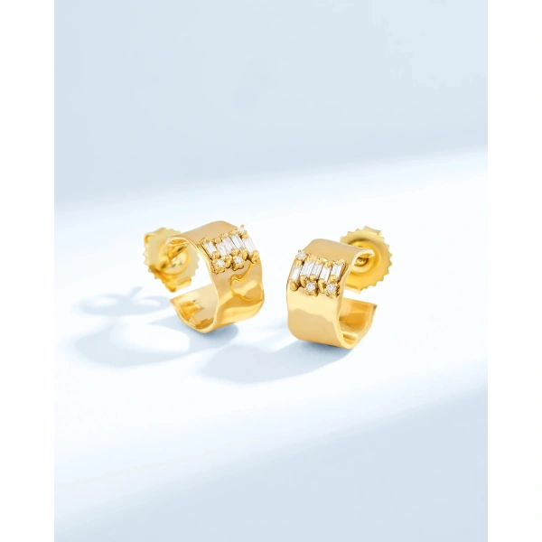 Suzanne Kalan Gilded Diamond Mini Hoops in 18K Yellow Gold | Fine Earrings | Coveti