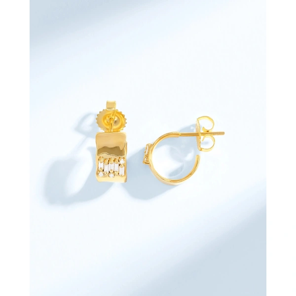 Suzanne Kalan Gilded Diamond Mini Hoops in 18K Yellow Gold | Fine Earrings | Coveti