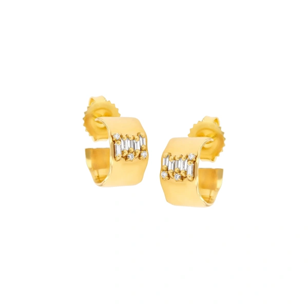 Suzanne Kalan Gilded Diamond Mini Hoops in 18K Yellow Gold | Fine Earrings | Coveti