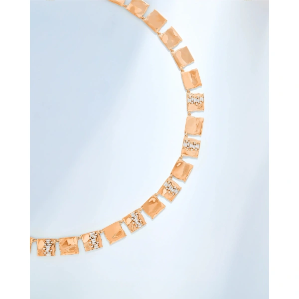 Suzanne Kalan Gilded Diamond Riviere Necklace in 18K Rose Gold | Fine Necklaces | Coveti
