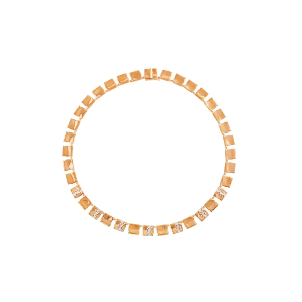 Gilded Diamond Riviere Necklace in 18K Rose Gold