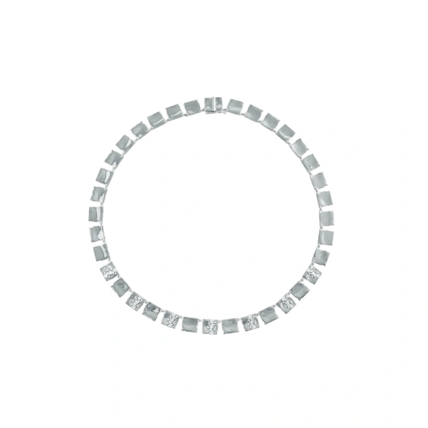 Suzanne Kalan Gilded Diamond Riviere Necklace in 18K White Gold | Fine Necklaces | Coveti