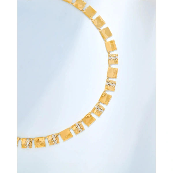 Suzanne Kalan Gilded Diamond Riviere Necklace in 18K Yellow Gold | Fine Necklaces | Coveti