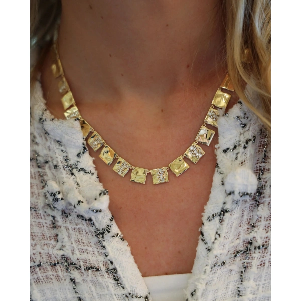 Suzanne Kalan Gilded Diamond Riviere Necklace in 18K Yellow Gold | Fine Necklaces | Coveti