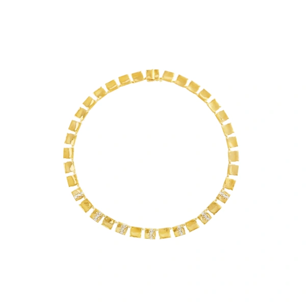 Suzanne Kalan Gilded Diamond Riviere Necklace in 18K Yellow Gold | Fine Necklaces | Coveti