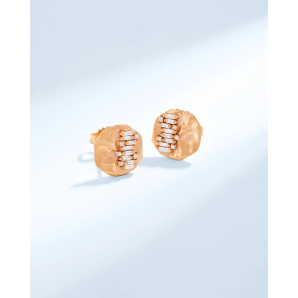 Suzanne Kalan Gilded Diamond Studs in 18K Rose Gold | Fine Earrings | Coveti