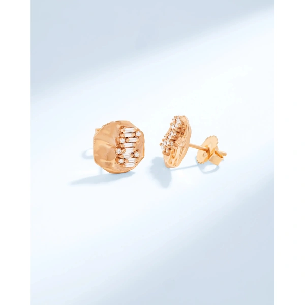 Suzanne Kalan Gilded Diamond Studs in 18K Rose Gold | Fine Earrings | Coveti