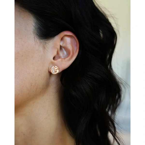 Suzanne Kalan Gilded Diamond Studs in 18K Rose Gold | Fine Earrings | Coveti