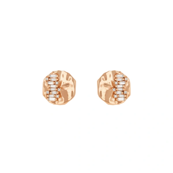 Gilded Diamond Studs in 18K Rose Gold