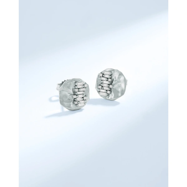 Suzanne Kalan Gilded Diamond Studs in 18K White Gold | Fine Earrings | Coveti