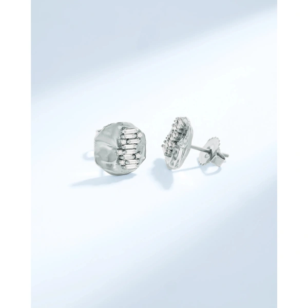 Suzanne Kalan Gilded Diamond Studs in 18K White Gold | Fine Earrings | Coveti
