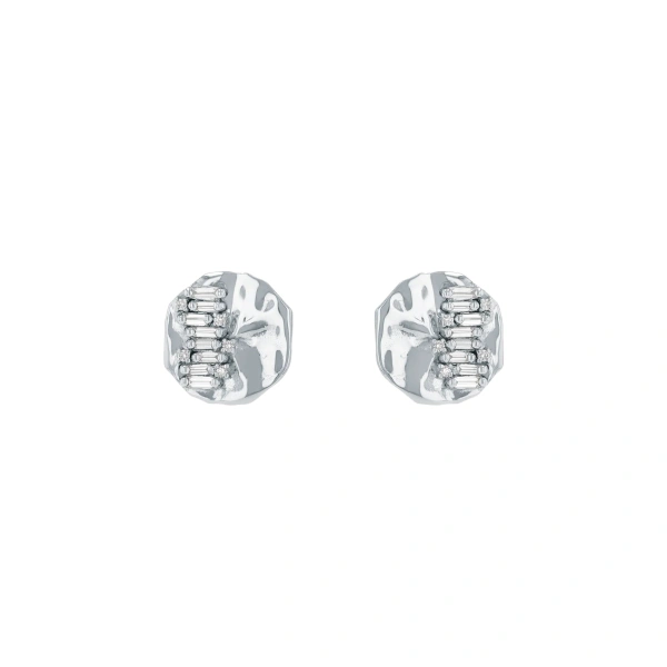Suzanne Kalan Gilded Diamond Studs in 18K White Gold | Fine Earrings | Coveti